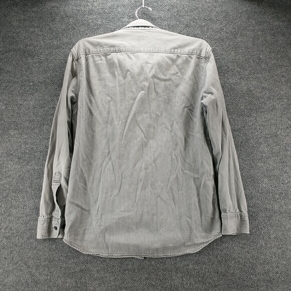 Uniqlo Womens Button-Down Shirt Gray Medium Long Sleeve Chest Pocket Cotton - Picture 5 of 12